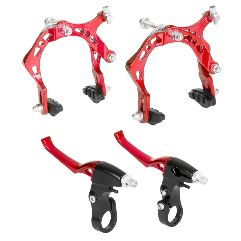 FRENO CALIPER BMX ALUMINIO C/MANIJA Y CHICOTE C/FORRO ROJO BCX