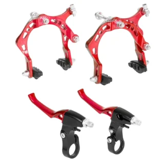 FRENO CALIPER BMX ALUMINIO C/MANIJA Y CHICOTE C/FORRO ROJO BCX