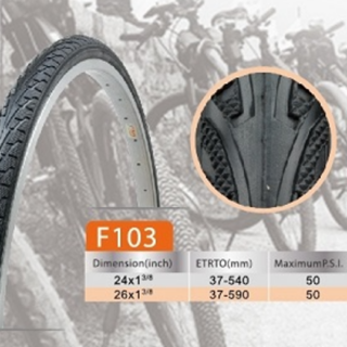 LLANTA R-26 X 1 3/8  CICLON NEGRA  EJF-128  F-103 F-162