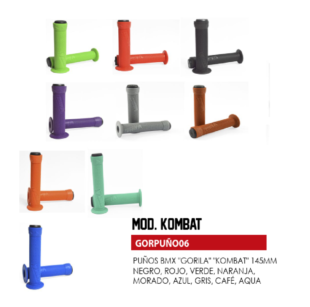 PUÑO GORILA BMX KOMBAT 145MM NEGRO, ROJO, VERDE, NARANJA