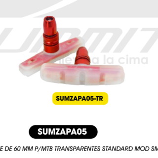 ZAPATA P/FRENO V BRAKE 60MM MTB GOMA TRANSPARENTE COLORES